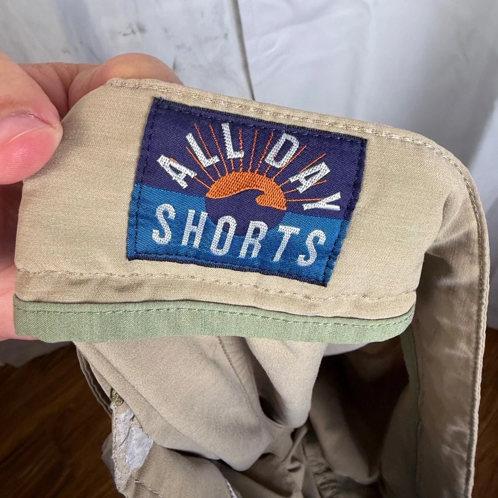 Faherty All Day Shorts Mens 35 Khaki Tan Hybrid Swim Surf Casual Stretch 995